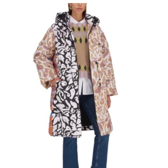 SOLD Stine Goya Abstract Leaf Mix Print Puffer Coat - Picture 6 of 6